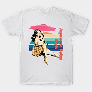 The girl with a parasol and a cat T-Shirt